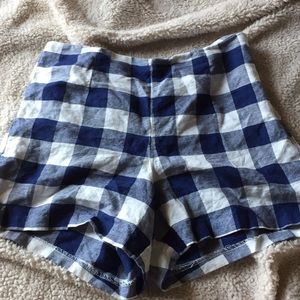 blue and white gingham high waisted short